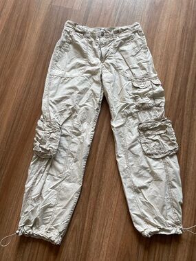 Garage Beige Elastic-Waist Cargo Pants